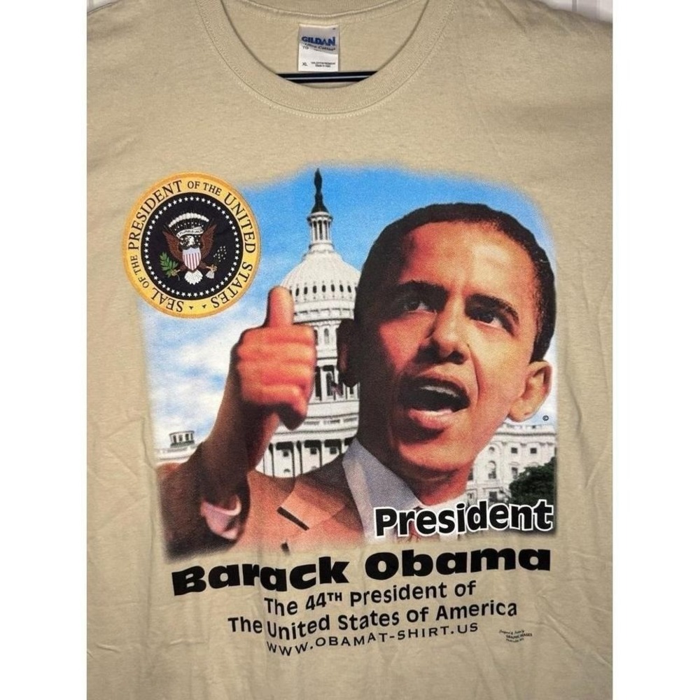 Vintage Y2k President Barack Obama Big Print Graphic President T-Shirt Mens XL
